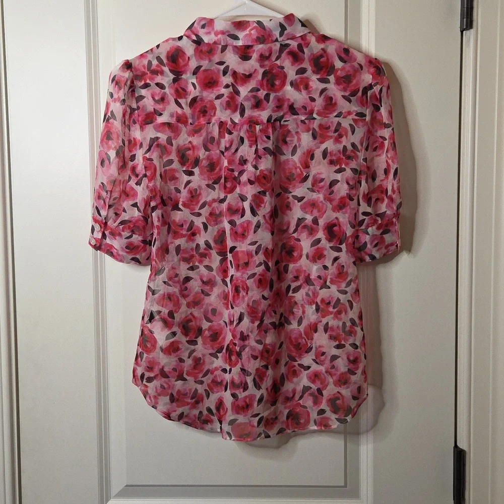 Kate Spade Roses Ruffle Silk Top In Size 2. - Picture 8 of 16